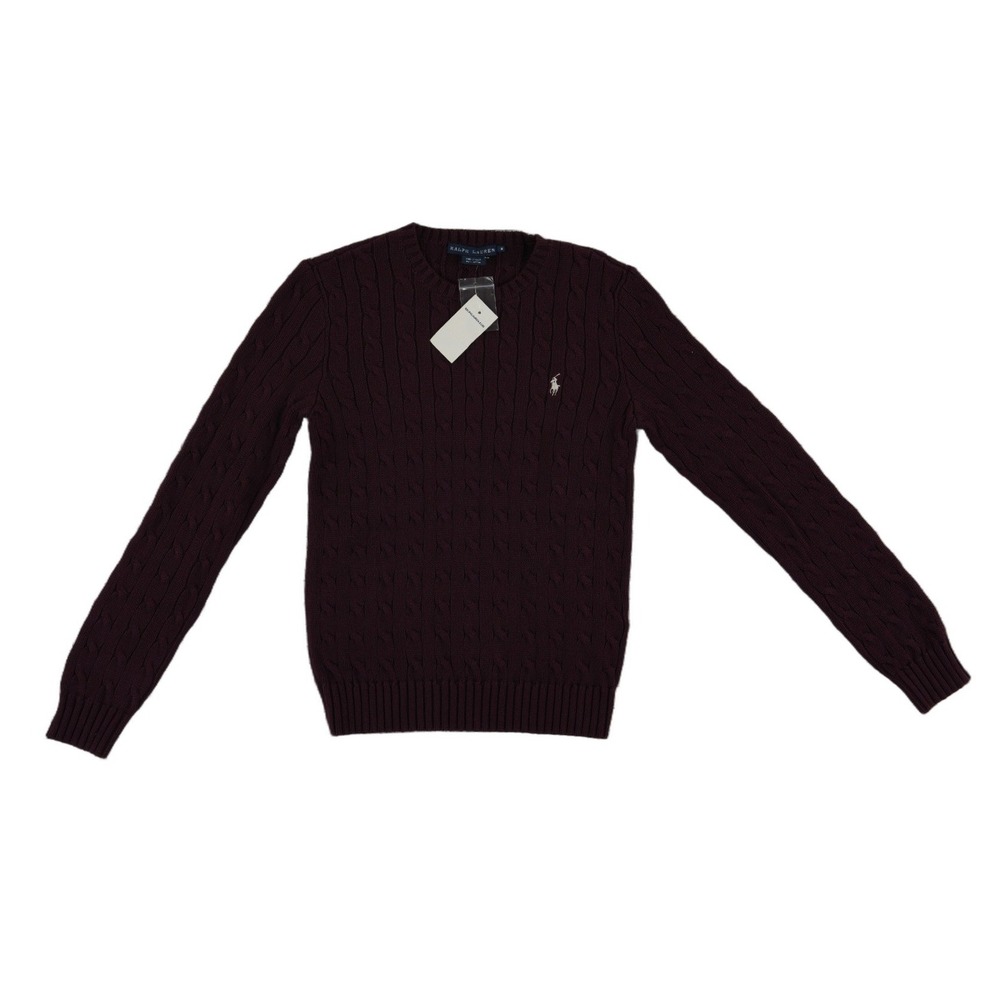 NWT Ralph Lauren 100% Cotton Sweater Men's Size Medium Burgundy Cable Knit